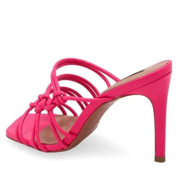 BCBGMAXAZRIA Allie Sandals Leather Fuschia Pink Square Toe Stiletto Heels 8.5M - Picture 2 of 8